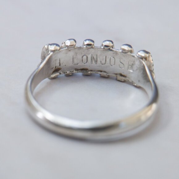 H. Lonjose Zuni Sterling Turquoise Row Ring — Size 7.5 - Picture 5 of 15